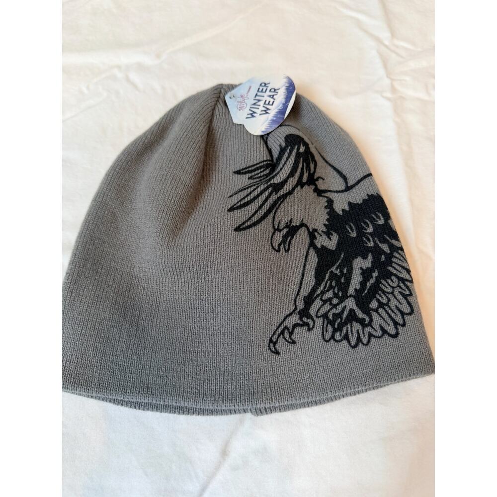 Graphic USA Bald Eagle Gray Winter Beanie Hat Wildlife Collection NWT Patriotic